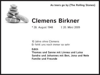 Anzeige von Clemens Birkner von Kölner Stadt-Anzeiger / Kölnische Rundschau / Express
