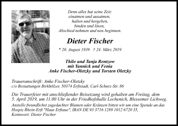 Anzeige von Dieter Fischer von Kölner Stadt-Anzeiger / Kölnische Rundschau / Express
