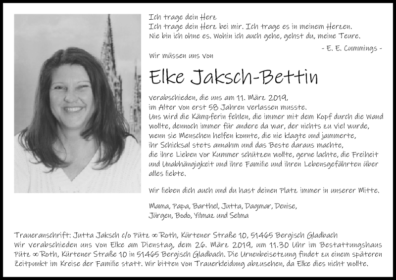  Traueranzeige für Elke Jaksch-Bettin vom 23.03.2019 aus Kölner Stadt-Anzeiger / Kölnische Rundschau / Express