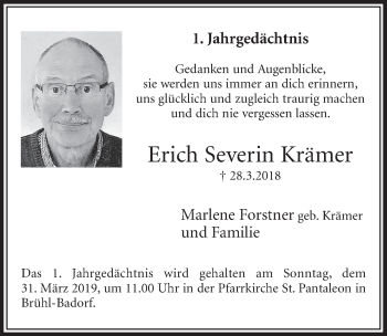 Anzeige von Erich Severin Krämer von  Schlossbote/Werbekurier 
