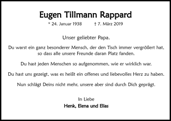 Anzeige von Eugen Tillmann Rappard von Kölner Stadt-Anzeiger / Kölnische Rundschau / Express
