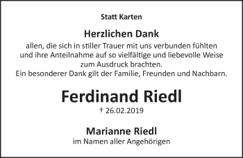 Anzeige von Ferdinand Riedl von  Schlossbote/Werbekurier 