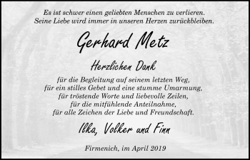 Anzeige von Gerhard Metz von  Blickpunkt Euskirchen 