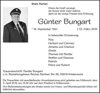 Anzeige von Günter Bungart von  Blickpunkt Euskirchen 