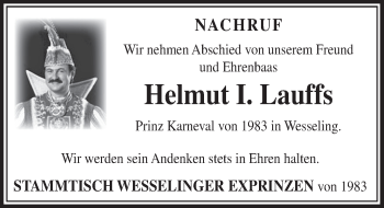 Anzeige von Helmut I. Lauffs von  Schlossbote/Werbekurier 