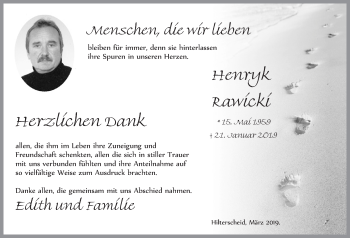 Anzeige von Henryk Rawicki von  Blickpunkt Euskirchen 