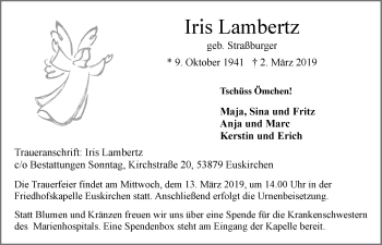 Anzeige von Iris Lambertz von  Blickpunkt Euskirchen 