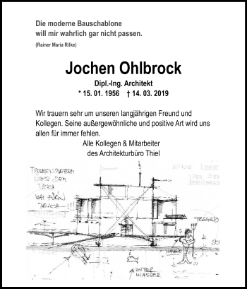 Anzeige von Jochen Ohlbrock von Kölner Stadt-Anzeiger / Kölnische Rundschau / Express