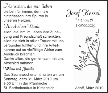 Anzeige von Josef Kessel von  Blickpunkt Euskirchen 