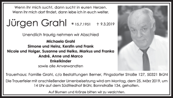 Anzeige von Jürgen Grahl von  Schlossbote/Werbekurier 