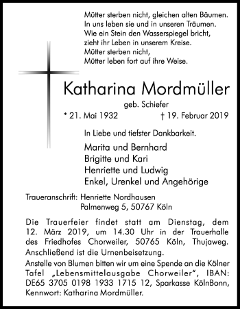 Anzeige von Katharina Mordmüller von Kölner Stadt-Anzeiger / Kölnische Rundschau / Express
