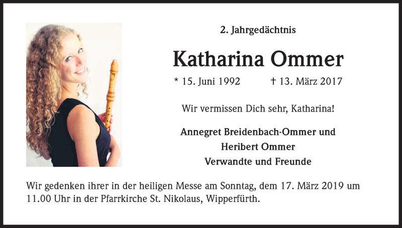  Traueranzeige für Katharina Ommer vom 09.03.2019 aus Kölner Stadt-Anzeiger / Kölnische Rundschau / Express