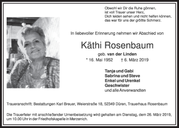 Anzeige von Käthi Rosenbaum von  Sonntags-Post 