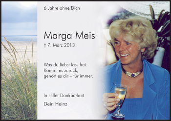 Anzeige von Marga Meis von Kölner Stadt-Anzeiger / Kölnische Rundschau / Express