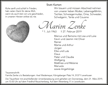 Anzeige von Marion Zenke von  Lokale Informationen 
