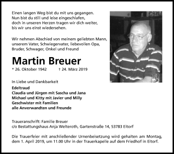 Anzeige von Martin Breuer von Kölner Stadt-Anzeiger / Kölnische Rundschau / Express
