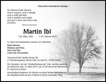 Anzeige von Martin Ibl von Kölner Stadt-Anzeiger / Kölnische Rundschau / Express