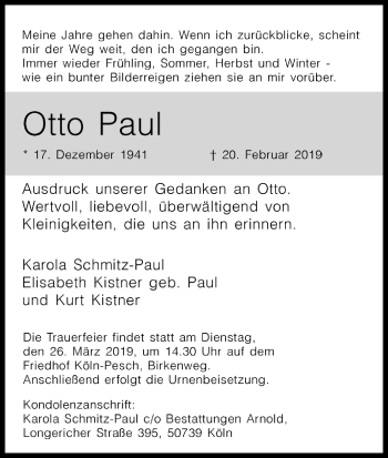 Anzeige von Otto Paul von Kölner Stadt-Anzeiger / Kölnische Rundschau / Express