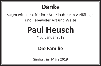 Anzeige von Paul Heusch von  Sonntags-Post 