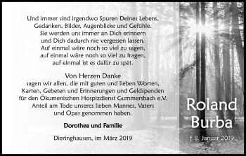 Anzeige von Roland Burba von Kölner Stadt-Anzeiger / Kölnische Rundschau / Express