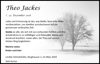Anzeige von Theo Jackes von Kölner Stadt-Anzeiger / Kölnische Rundschau / Express