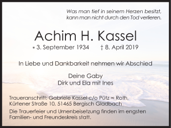 Anzeige von Achim H. Kassel von Kölner Stadt-Anzeiger / Kölnische Rundschau / Express