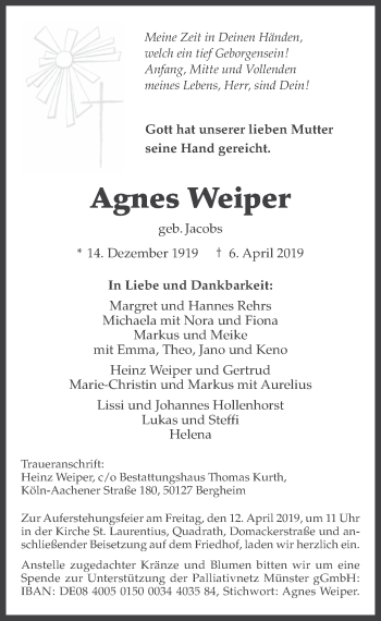 Anzeige von Agnes Weiper von  Werbepost 