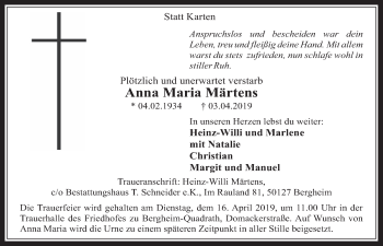 Anzeige von Anna Maria Märtens von  Werbepost 