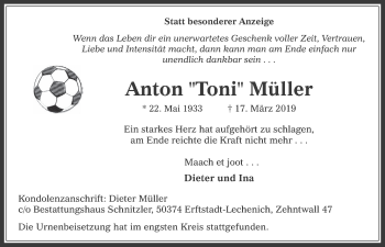 Anzeige von Anton Müller von  Werbepost 
