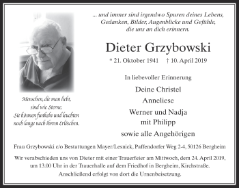 Anzeige von Dieter Grzybowski von  Werbepost 