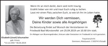 Anzeige von Elisabeth Schumacher von  Werbepost 