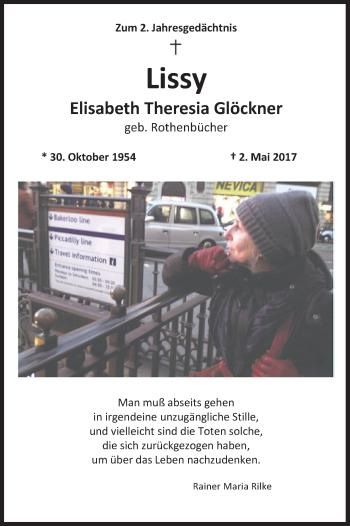 Anzeige von Elisabeth Theresia Glöckner von Kölner Stadt-Anzeiger / Kölnische Rundschau / Express