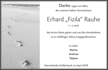 Anzeige von Erhard Fizila Rauhe von  Anzeigen Echo 