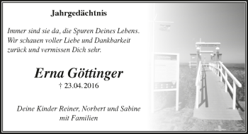 Anzeige von Erna Göttinger von  Kölner Wochenspiegel 