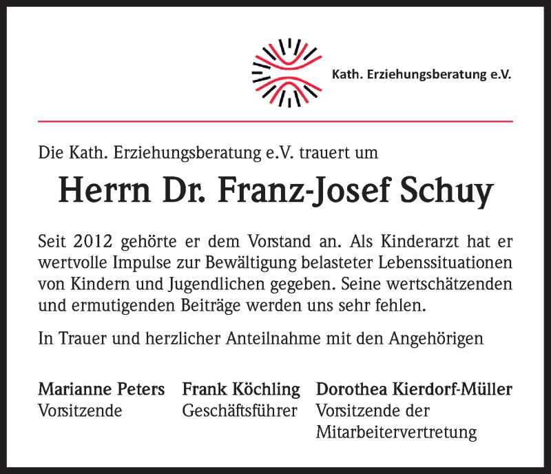  Traueranzeige für Franz-Josef Schuy vom 30.04.2019 aus Kölner Stadt-Anzeiger / Kölnische Rundschau / Express