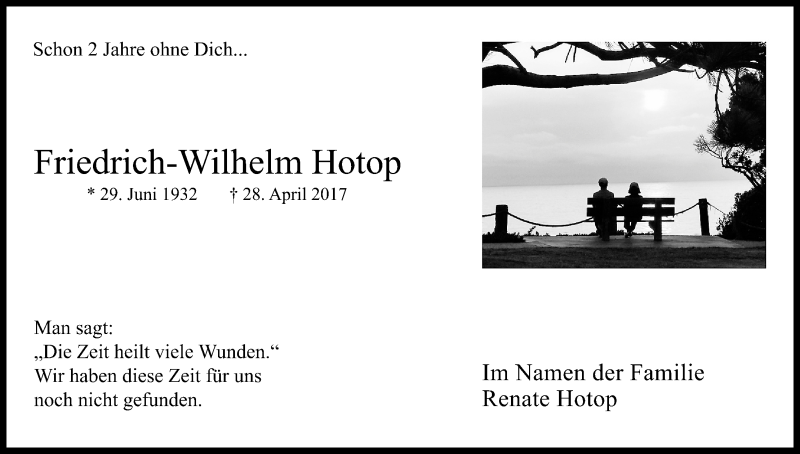  Traueranzeige für Friedrich-Wilhelm Hotop vom 27.04.2019 aus Kölner Stadt-Anzeiger / Kölnische Rundschau / Express