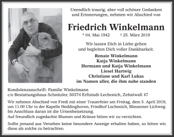Anzeige von Friedrich Winkelmann von  Werbepost 