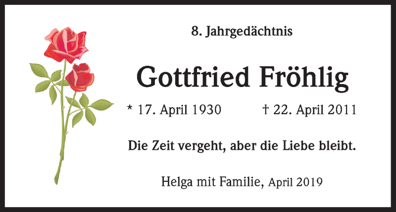  Traueranzeige für Gottfried Fröhlig vom 18.07.2023 aus Kölner Stadt-Anzeiger / Kölnische Rundschau / Express