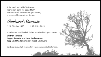 Anzeige von Gudrun Simonis von Kölner Stadt-Anzeiger / Kölnische Rundschau / Express