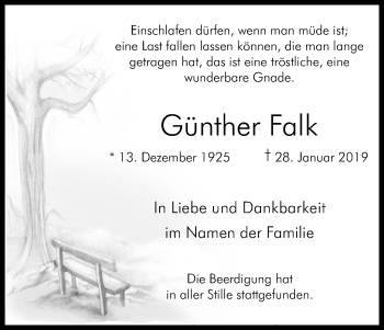 Anzeige von Günther Falk von Kölner Stadt-Anzeiger / Kölnische Rundschau / Express