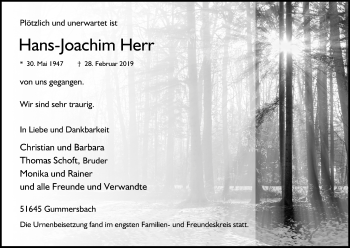 Anzeige von Hans-Joachim Herr von Kölner Stadt-Anzeiger / Kölnische Rundschau / Express