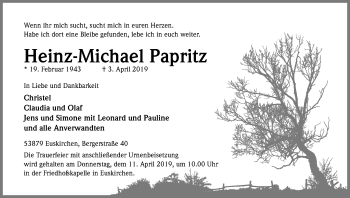 Anzeige von Heinz-Michael Papritz von Kölner Stadt-Anzeiger / Kölnische Rundschau / Express