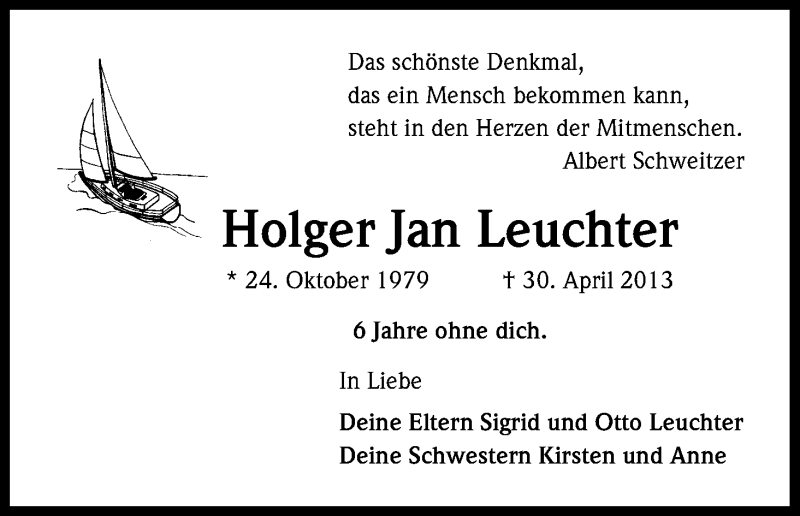  Traueranzeige für Holger Jan Leuchter vom 30.04.2019 aus Kölner Stadt-Anzeiger / Kölnische Rundschau / Express