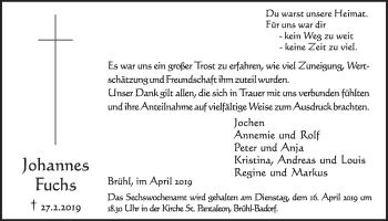 Anzeige von Johannes Fuchs von  Schlossbote/Werbekurier 