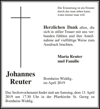 Anzeige von Johannes Reuter von  Schlossbote/Werbekurier 
