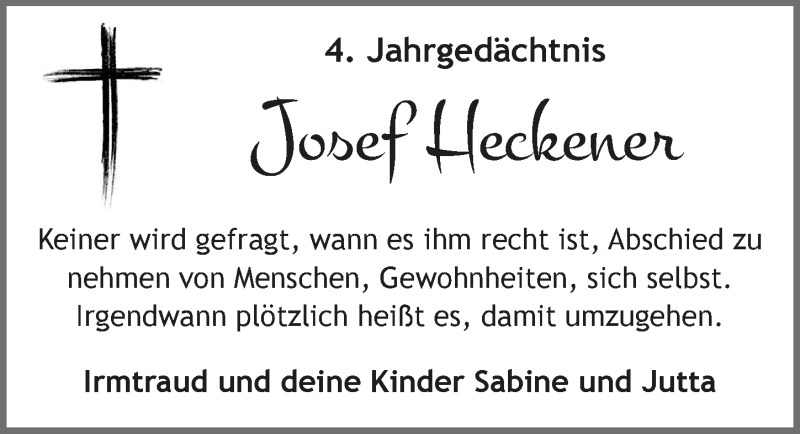  Traueranzeige für Josef Heckener vom 24.04.2019 aus  Lokalanzeiger 