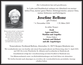 Anzeige von Josefine Bellone von  Werbepost 