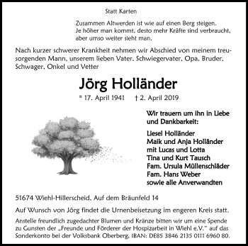 Anzeige von Jörg Holländer von Kölner Stadt-Anzeiger / Kölnische Rundschau / Express