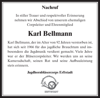 Anzeige von Karl Bellmann von  Werbepost 