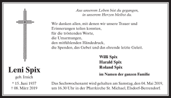 Anzeige von Leni Spix von  Werbepost 
